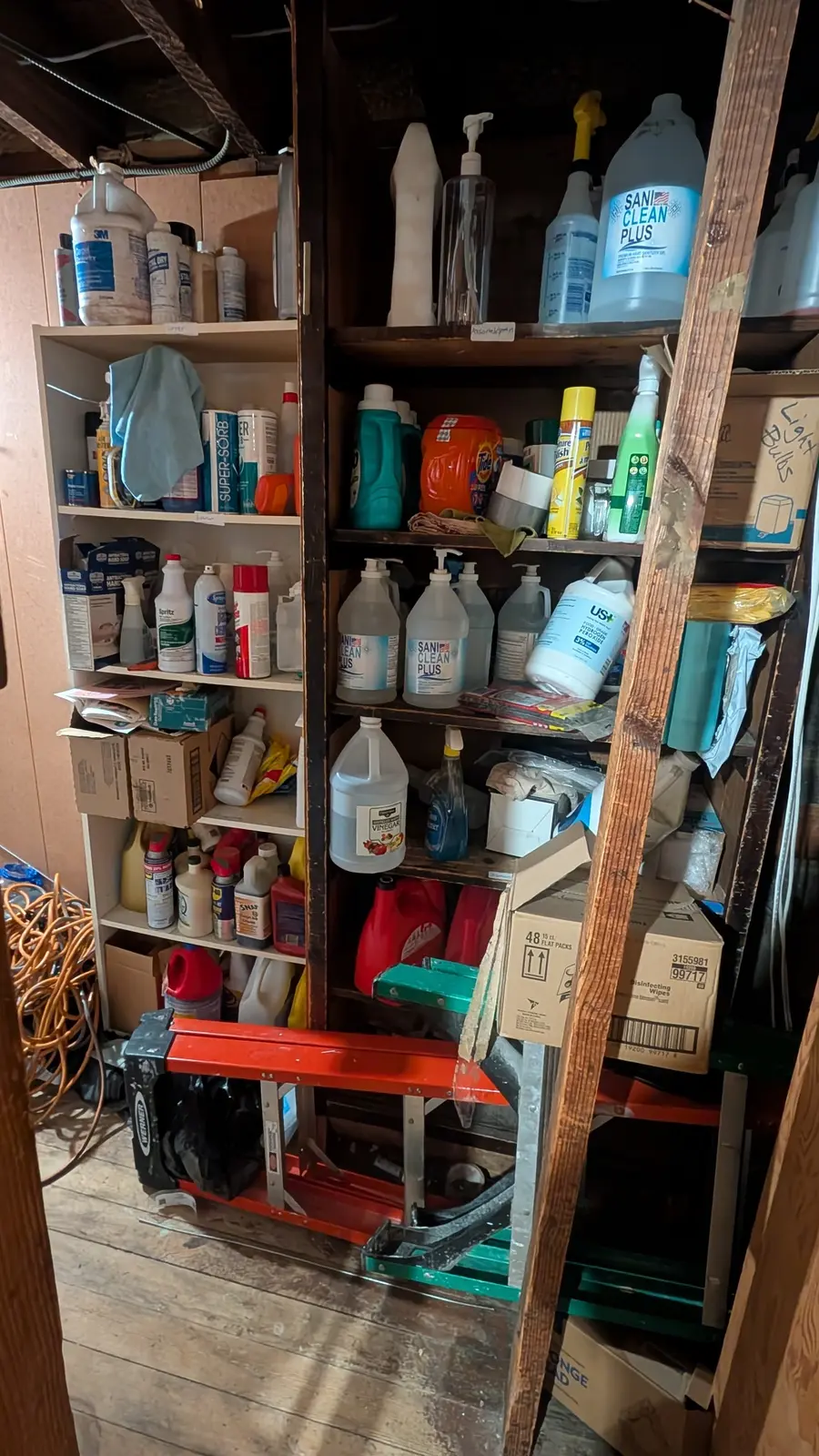 First-floor cleaning supplies backstage