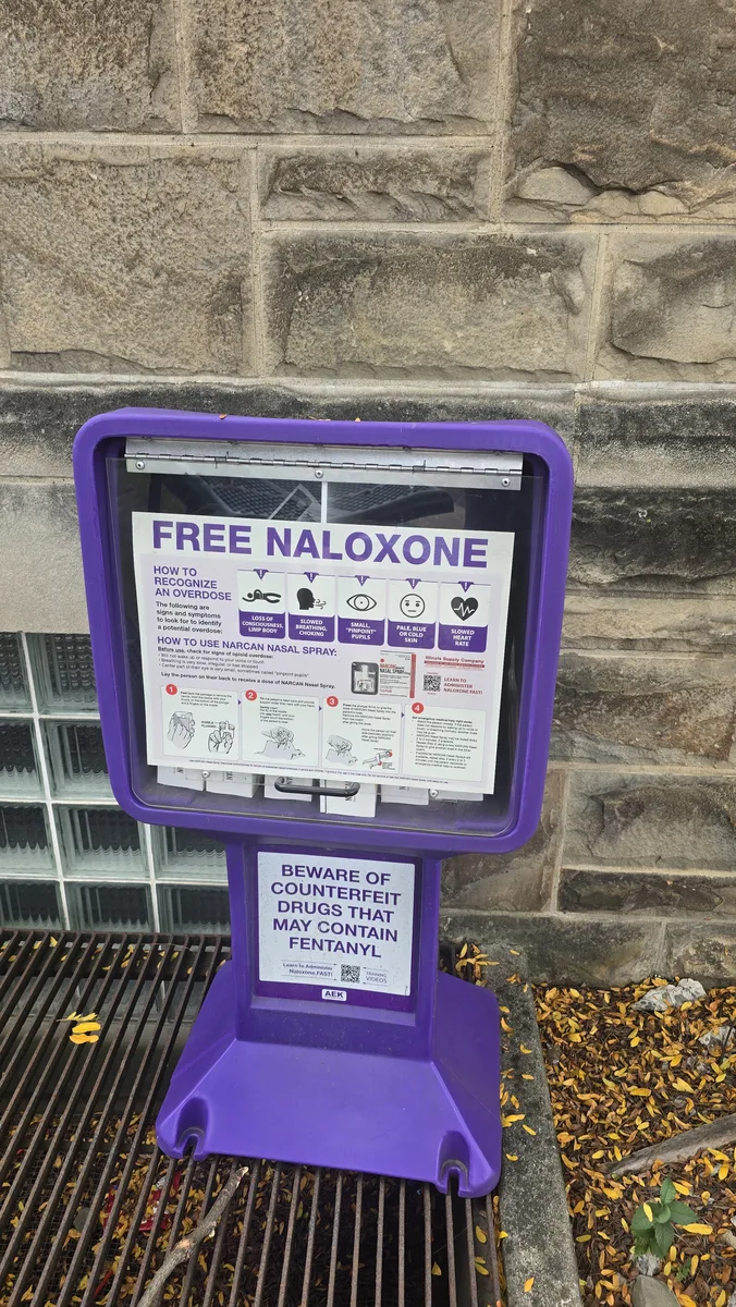 Courtyard Narcan cabinet